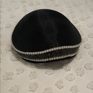 Vintage 1950’s Elegant Black Beaded Women's Crescent Hat